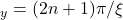 \k_y = (2n + 1)\pi/\xi