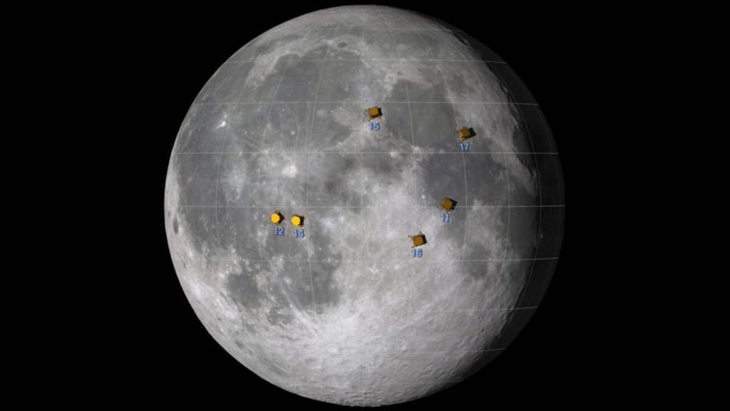 I siti di allunaggio delle missioni Apollo sulla Luna