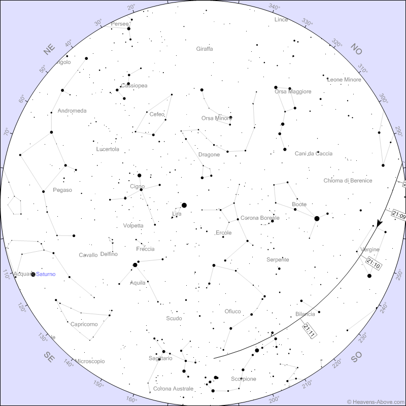 Mappa Starlink di stasera 17 Agosto 2023